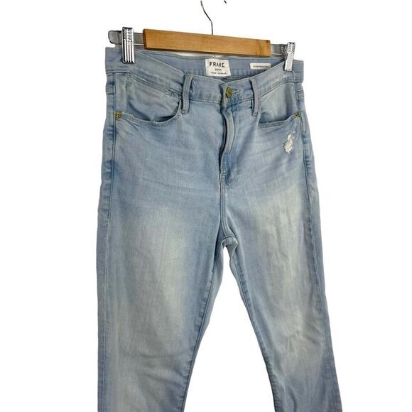 FRAME Le High Skinny Crop Stretch Light Wash Denim Jeans in Hepburn Road SZ 28 - Picture 6 of 12